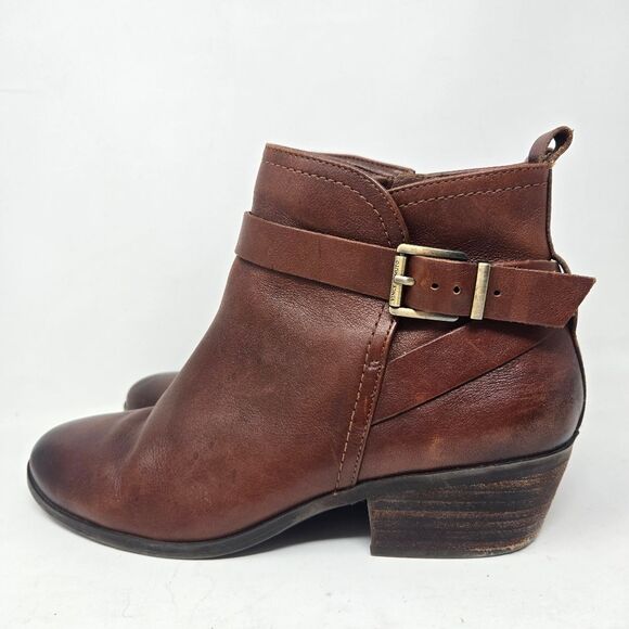 VINCE CAMUTO Booties Women's 10 M VP-Peamer Brown Leather Ankle Boots Shoes - Picture 5 of 14